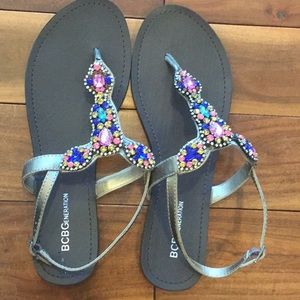 BCBGeneration Jeweled Sandals size 10.